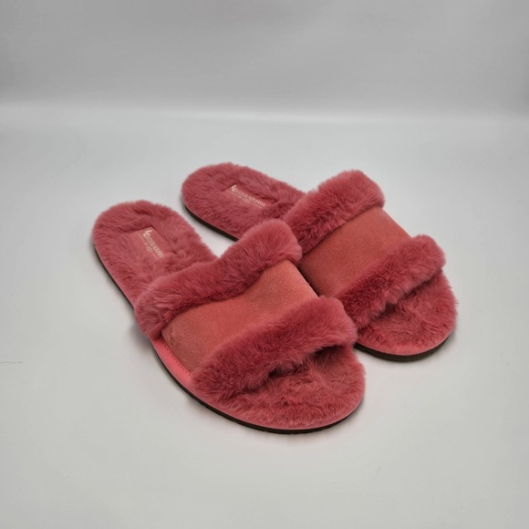 Koolaburra by UGG Faux-Fur Swede Slide Sandal Slipper Womans Pink Size 9 Warm - Picture 1 of 6